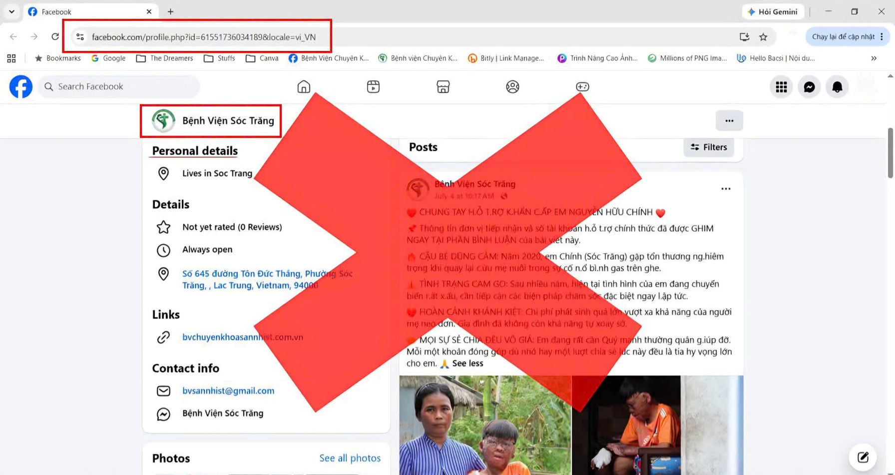 CẢNH BÁO GIẢ MẠO TRANG FACEBOOK BỆNH VIỆN SẢN - NHI SÓC TRĂNG